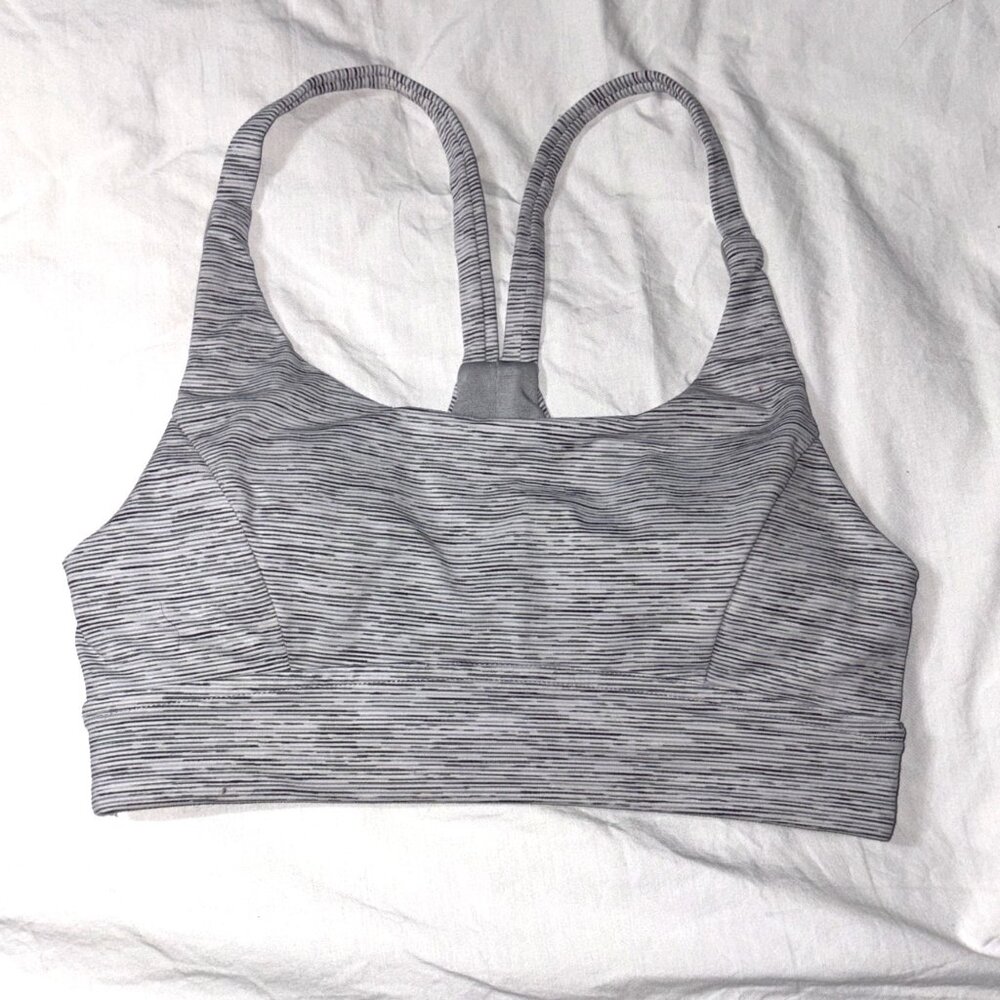 Lululemon Train Times Bra Sports Yoga Gym Activewear Wee Space Grey White Size 4 - Picture 2 of 9
